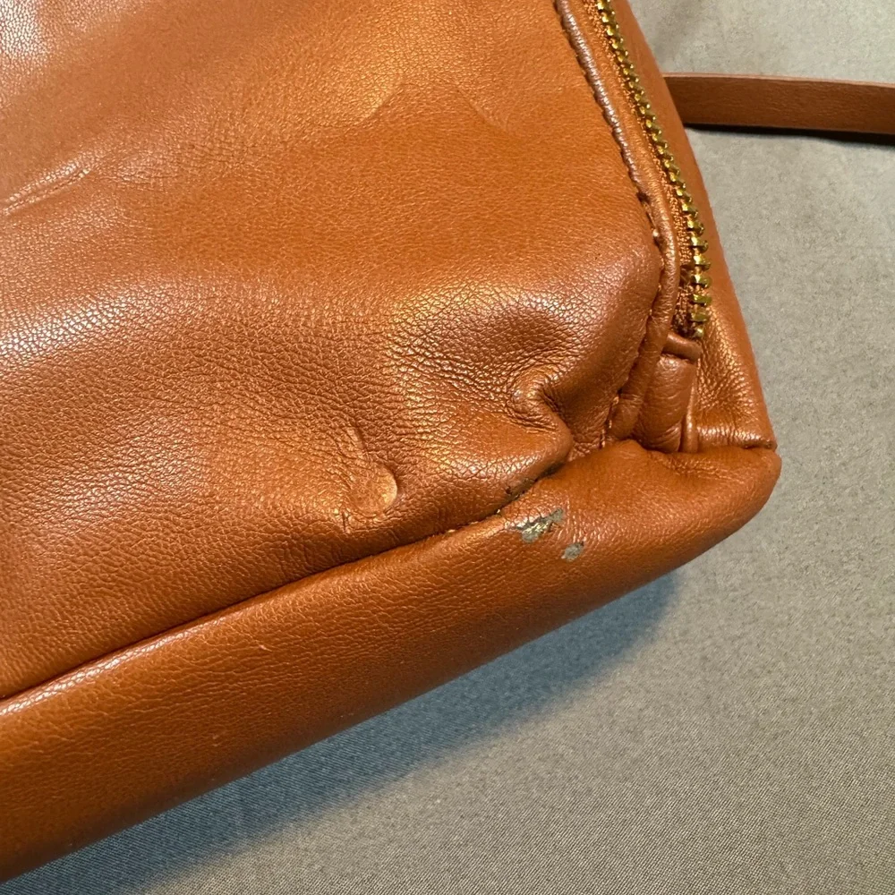 Steve Madden Cognac Leather Laptop Satchel with Crossbody Strap